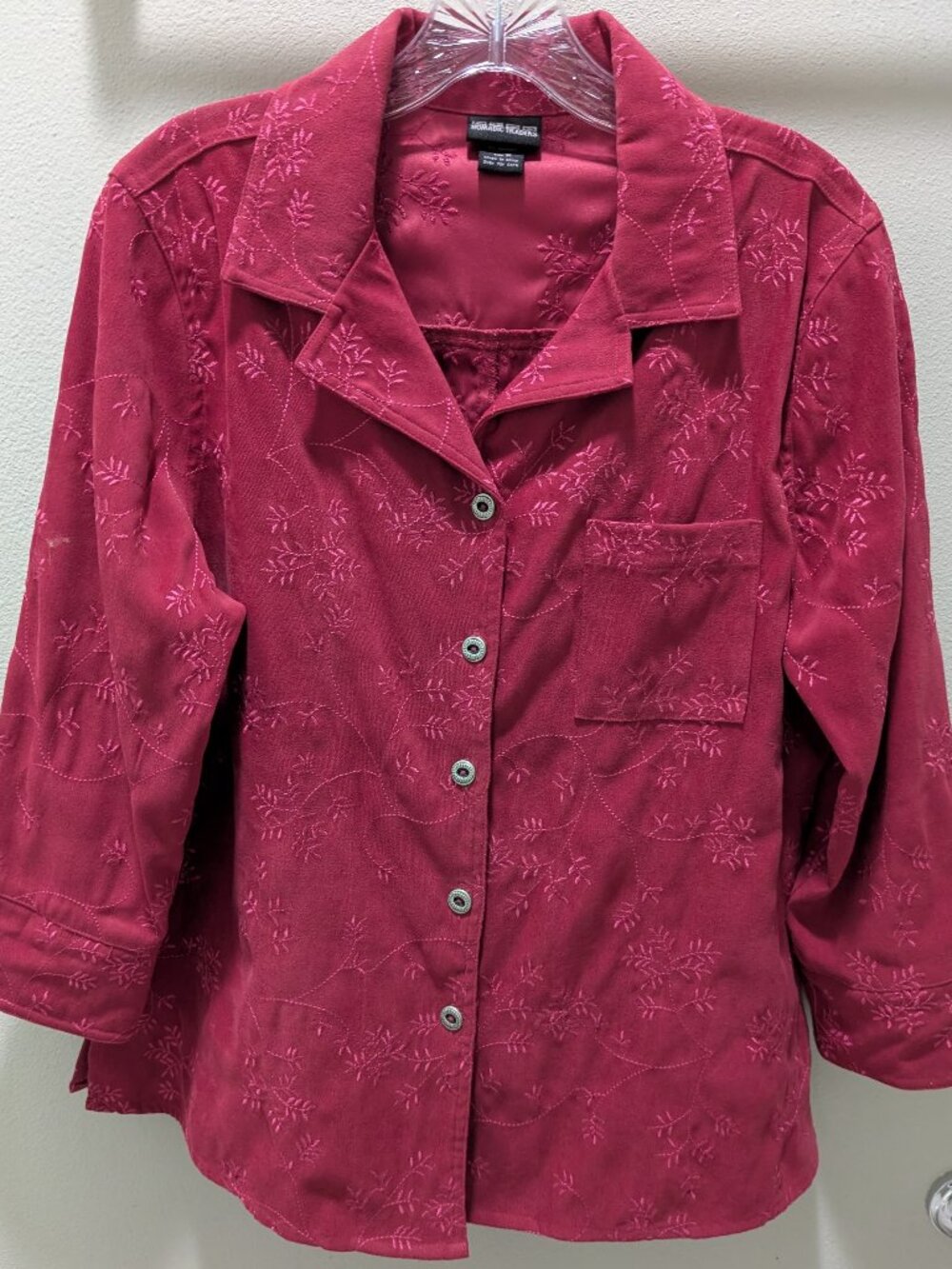 NTCO Nomadic Traders Pink Jacket 3/4 Sleeve Pewter Buttons Size M